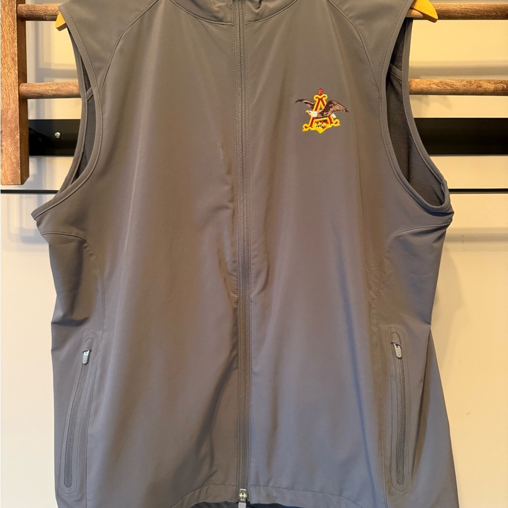Peter Millar Gray Sleeveless Vest with Embroidered Anheuser Busch Logo